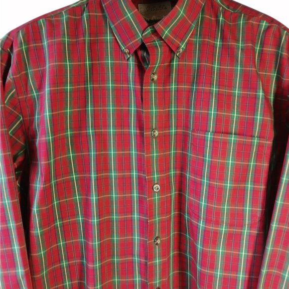 Cabelas Outfitter Red Green Plaid Long Sleeve Button Shirt Size XL Tall Holidays - Picture 2 of 14